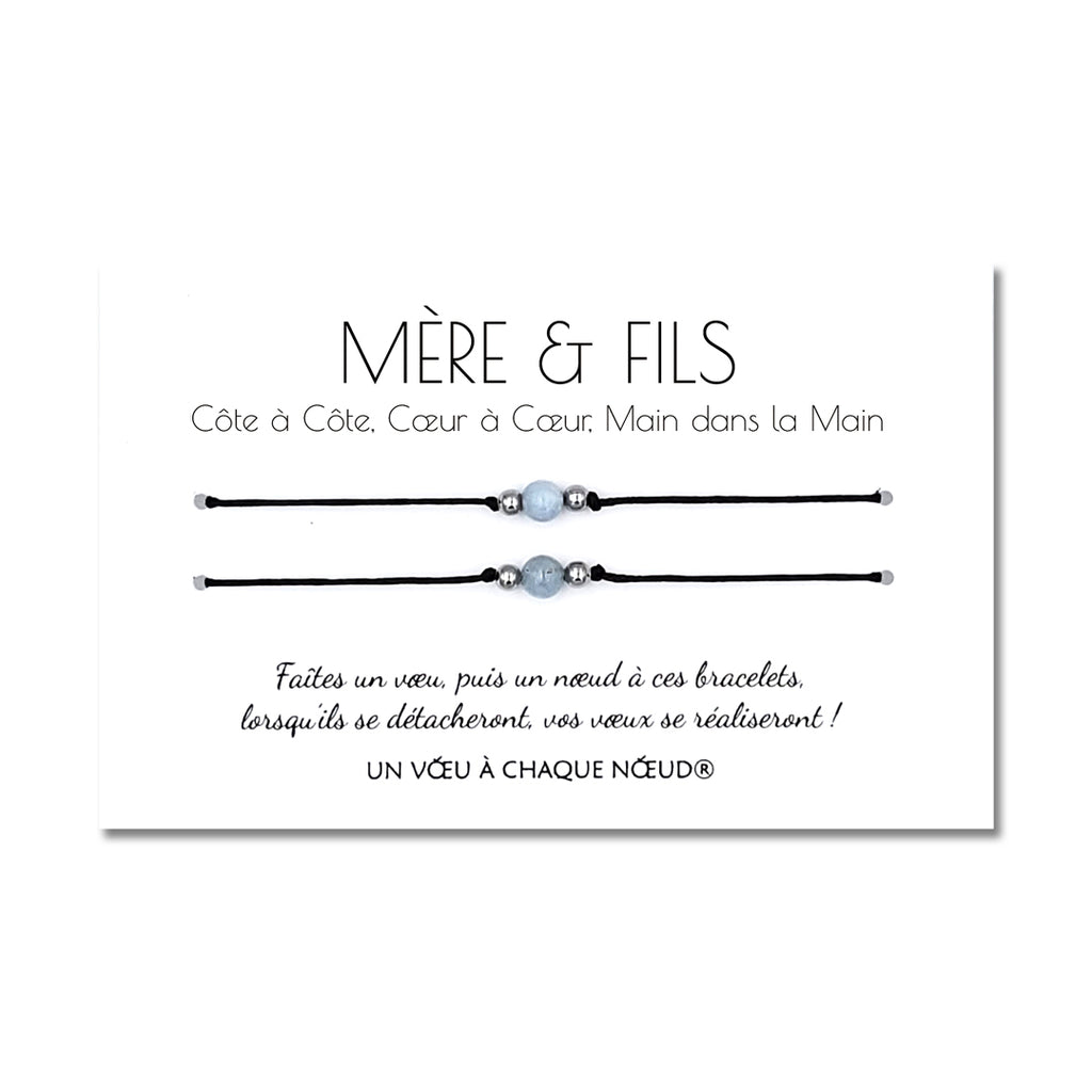 Cadeau Mère et Fils à partager - 2 Bracelets Porte Bonheur - UVACN – Un Vœu  à Chaque Nœud